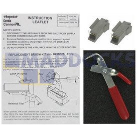Genuine Original Indesit Laminated GEC/GDA Motor Carbon Brush Fixing Kit with Removal Tool (25mm, 9mm x 4mm, Pack of 2)