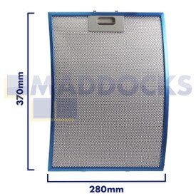 Filtro universale per cappa in rete metallica, lunghezza lato impugnatura 280 mm, lunghezza lato liscio 370 mm, compatibile con Teka