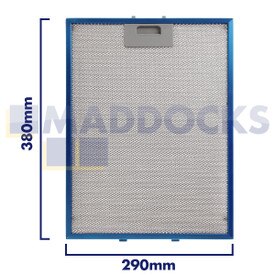 Filtro universale per cappa in rete metallica, lunghezza lato impugnatura 290 mm, lunghezza lato liscio 380 mm, compatibile con Elica