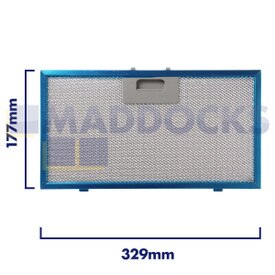 Filtro universale per cappa in rete metallica, lunghezza lato impugnatura 329 mm, lunghezza lato liscio 177 mm, compatibile con Elica