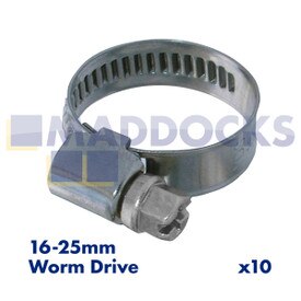 Universal Zinc-Protected Mild Steel Gas Hose Clamps (16-25mm) (Pack of 10)