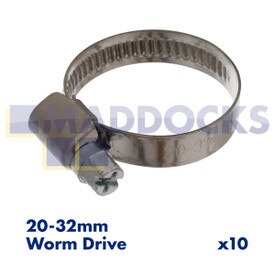 Universal Zinc-Protected Mild Steel Gas Hose Clamps (20-32mm) (Pack of 10)