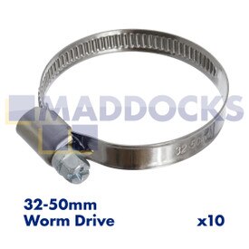 Universal Zinc-Protected Mild Steel Gas Hose Clamps (32-50mm) (Pack of 10)