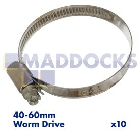 Universal Zinc-Protected Mild Steel Gas Hose Clamps (40-60mm) (Pack of 10)
