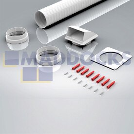 Cappa da cucina universale bianca da 125 mm rotonda x 1 m con kit uscita camino