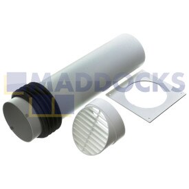 Kit ventilatore universale rotondo da 100 mm con altezza interna e altezza elevata completo di piastra a parete