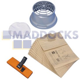 Genuine Original Taski Vacumat 12 Series Complete Dry Cleaning Paper Bags, Filters and Floor Tool Nozzle Accessory Kit