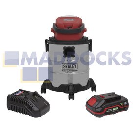 Genuine Original Sealey Vacuum Cleaner 20L Wet & Dry Cordless 20V With 2Ah Battery &