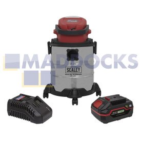 Genuine Original Sealey Vacuum Cleaner 20L Wet & Dry Cordless 20V With 4Ah Battery &