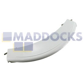 Maniglia sportello plastica bianca originale serie Bosch WAE, WFC, WFL, WFO, WFR, WFX, WFL, WLF, WLX; Siemens WIQ1633, WXD1260, WXLM112