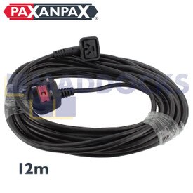 Assieme cavo nero compatibile Numatic e spina da 13 A con connettore 3 poli (12 m)