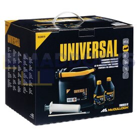 Kit di avviamento per tosaerba originale "OLO019" contenente 2 x 0,6 l di olio a 4 tempi, siringa e tanica di carburante da 5 l