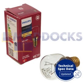 Lampadina lampada per forno in scatola GE originale [E14, 40 W, 230 V, 300 °C, P45] (confezione da 1)