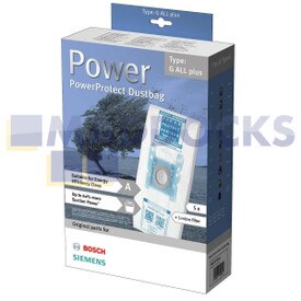 Kit sacchetti e filtro originale Bosch Tipo G tutti i tipi PowerProtect SMS (confezione da 5+1)