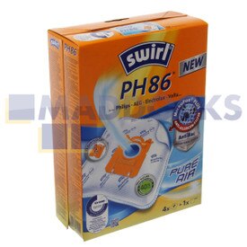 Sacchetti in Carta tipo S-Bag Compatibili Swirl 'PH86' Electrolux, AEG, Philips, Tornado, Volta 'E200' (Confezione da 4 + 1)
