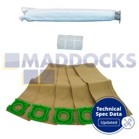 Kit cassetta di manutenzione sacchetti e filtri compatibile VB475K Sebo "serie X" (confezione da 5 + +2)