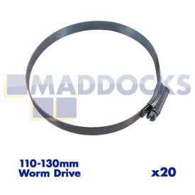 Fascetta stringitubo con chiusura a vite universale "dimensione 6X" 110 - 130 mm (confezione da 20)