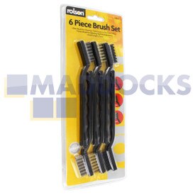 Set di spazzole metalliche abrasive originali Rolson in ottone, nylon e acciaio 175 mm (7") (confezione da 6)