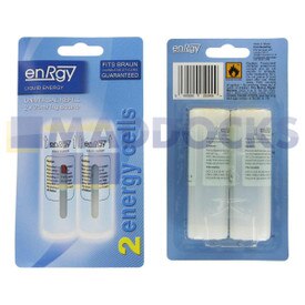 Celle ricarica gas Energy Large "Blue Pack" compatibili per rasoi senza fili per capelli Braun GCC3, 4, 8, 50, 90, HS3, BS1, BSS, C20, C20S, C80S, C85S, C200S, C300S, C70TS, tappo estremità lungo GCS5, 6, 70 (confezione da 2, 25 ml, 14 g)