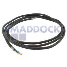 Universal Black Iron Mains Cable with Stripped End (13A, 3-Core, 0.75mm, 2m)