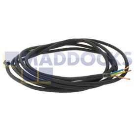 Universal Black Iron Mains Cable with Stripped End (13A, 3-Core, 0.75mm, 3m)