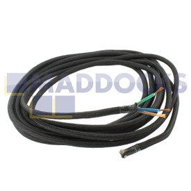Universal Black Iron Mains Cable with Stripped End (13A, 3-Core, 0.75mm, 5m)