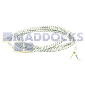 Universal White Iron Mains Cable with Stripped End (13A, 3-Core, 0.75mm, 3m)