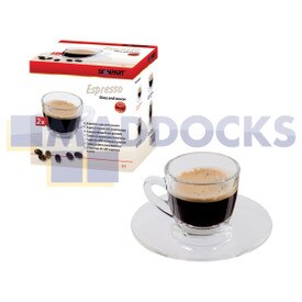 No Longer Available. Discontinued [Universal 7cl Espresso Glass Cup and Saucer (Pack of 2)]