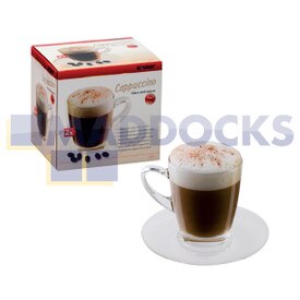No Longer Available. Discontinued [Universal 32cl Latte Machiato Glass Cup and Saucer (Pack of 2)]