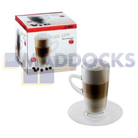 No Longer Available. Discontinued [Universal 35cl Latte Machiato Glass Cup and Saucer (Pack of 2)]