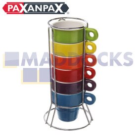 Set impilabile universale di 6 tazze e supporto in ceramica per caffè espresso