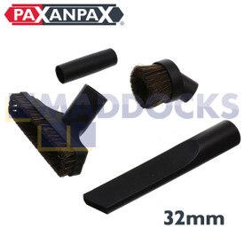 Kit Accessori Multiuso in Plastica Nera con Striscia Rimovibile in Crine di Cavallo, Bocchetta a Lancia, Bocchetta per Spolvero in Crine di Cavallo e adattatore Compatibile Numatic (32mm)
