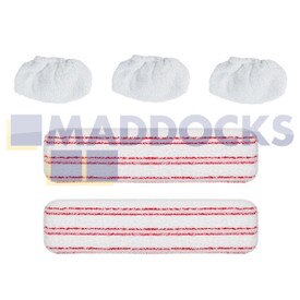 Genuine Original Polti Vaporetto Pro, Classic, Eco Pro Series Microfibre Cloth Kit (2 Cloths + 3 Sockettes)